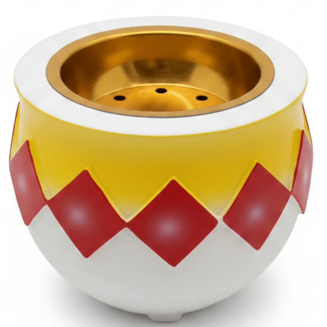 White, Yellow & Red Chalk Incense Burner | Hand-Crafted Bakhoor Bowl | 7×8 cm