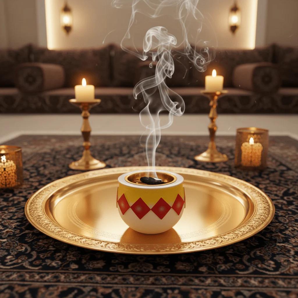 White, Yellow & Red Chalk Incense Burner | Hand-Crafted Bakhoor Bowl | 7×8 cm - Image 2