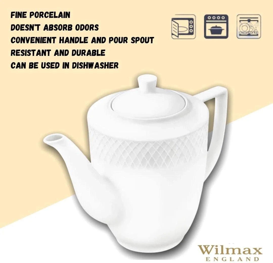WILMAX Ceramic Teapot 750ml, White - Image 2