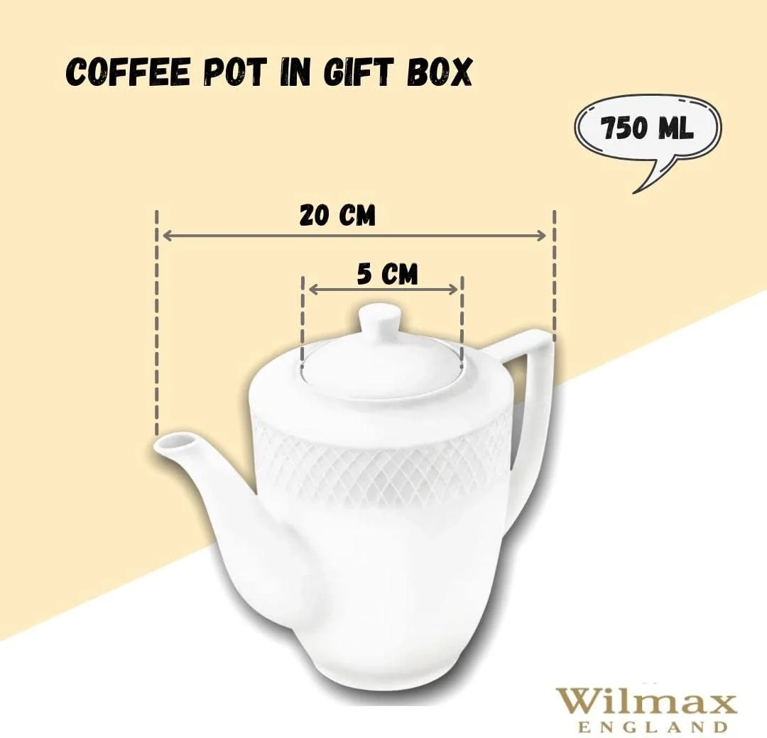 WILMAX Ceramic Teapot 750ml, White - Image 3