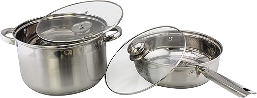 Wilson by Cuisine Art Stainless Steel 12-Piece Cookware Set - Casserole, Saucepan, Fry Pan|Cooking set | Heavy Duty With Stainless Steel Handle | Gas, Stovetops Compatible For Family Meals - Image 3