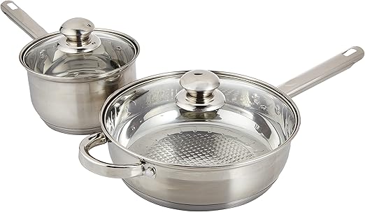 Wilson by Cuisine Art Stainless Steel 12-Piece Cookware Set - Casserole, Saucepan, Fry Pan|Cooking set | Heavy Duty With Stainless Steel Handle | Gas, Stovetops Compatible For Family Meals - Image 4