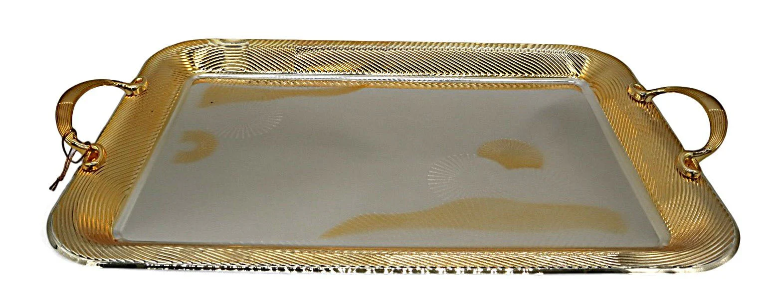 WINDCERA Designer Silver & Gold Tray with Handle – 48×34 cm Exclusive Look - Image 2