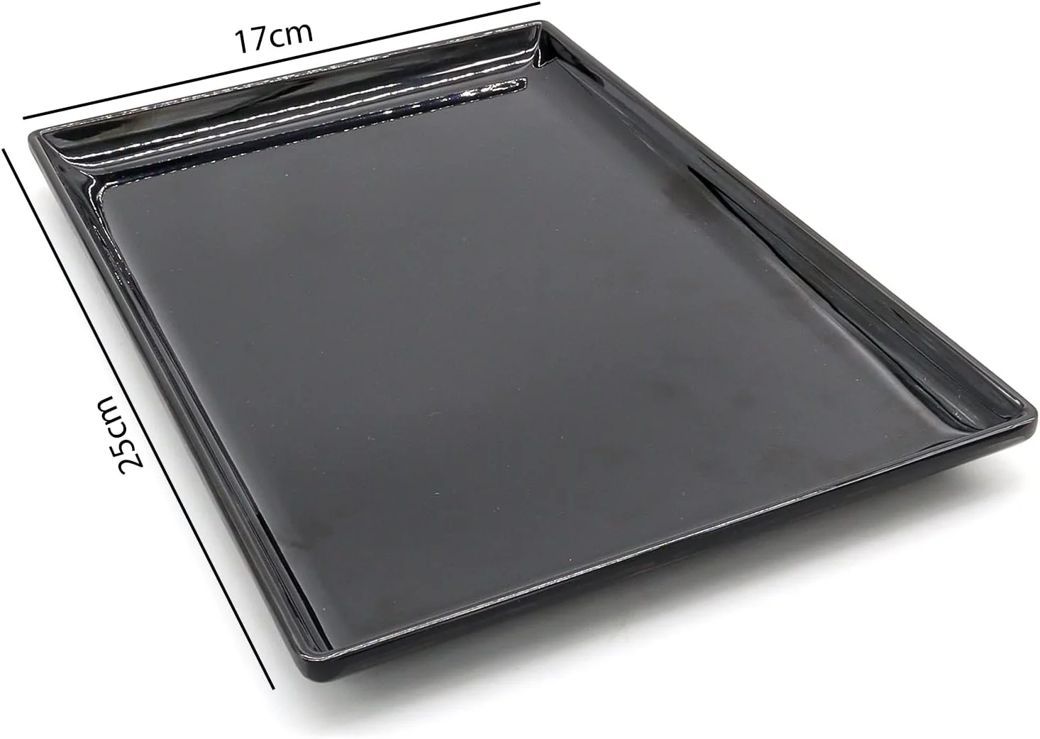 AKDC Dynasty Black Melamine Serving Tray Rectangle, BPA-free, Sleek Black Finish, Ideal to Serve Food, Fruits, Snacks, Dishes, Meals Kitchen Tableware Dining Home Decor. (25x17) - Image 4