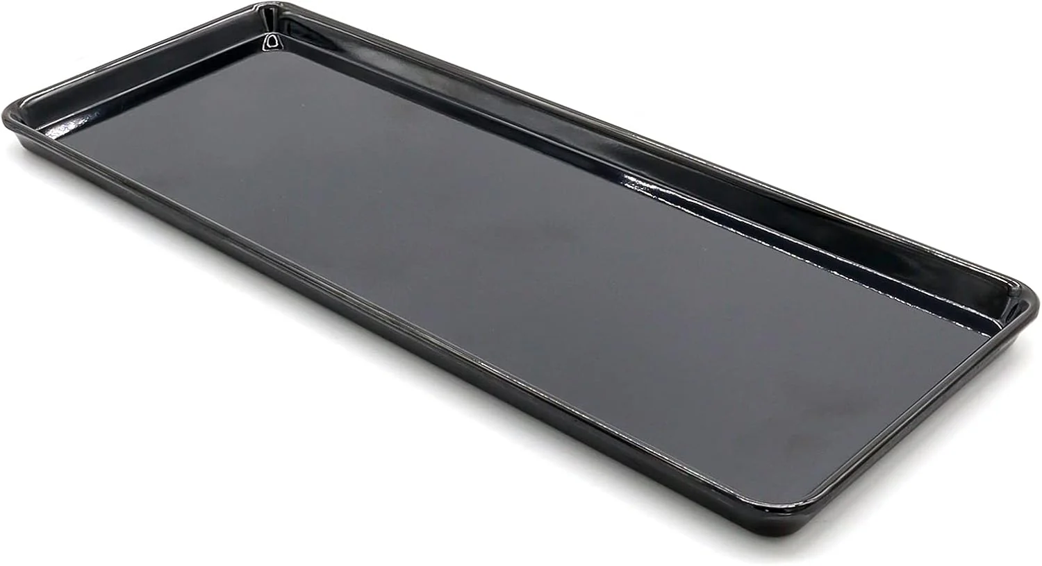 AKDC Dynasty Black Melamine Serving Tray Rectangle, BPA-free, Sleek Black Finish, Ideal to Serve Food, Fruits, Snacks, Dishes, Meals Kitchen Tableware Dining Home Decor. (30x12)