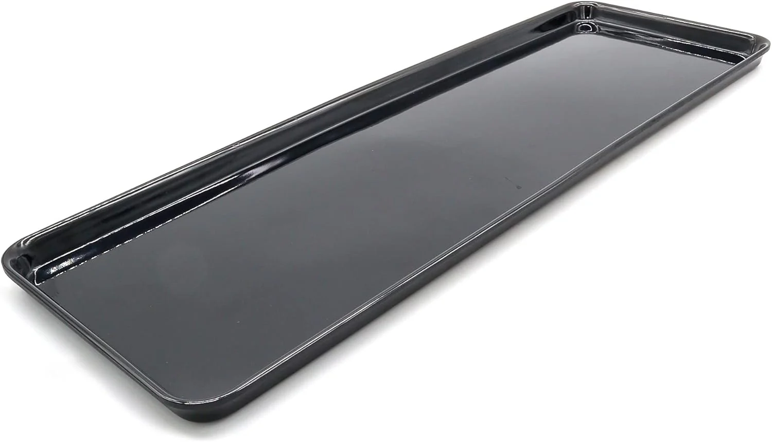 AKDC Dynasty Black Melamine Serving Tray Rectangle, BPA-free, Sleek Black Finish, Ideal to Serve Food, Fruits, Snacks, Dishes, Meals Kitchen Tableware Dining Home Decor. (47x17)