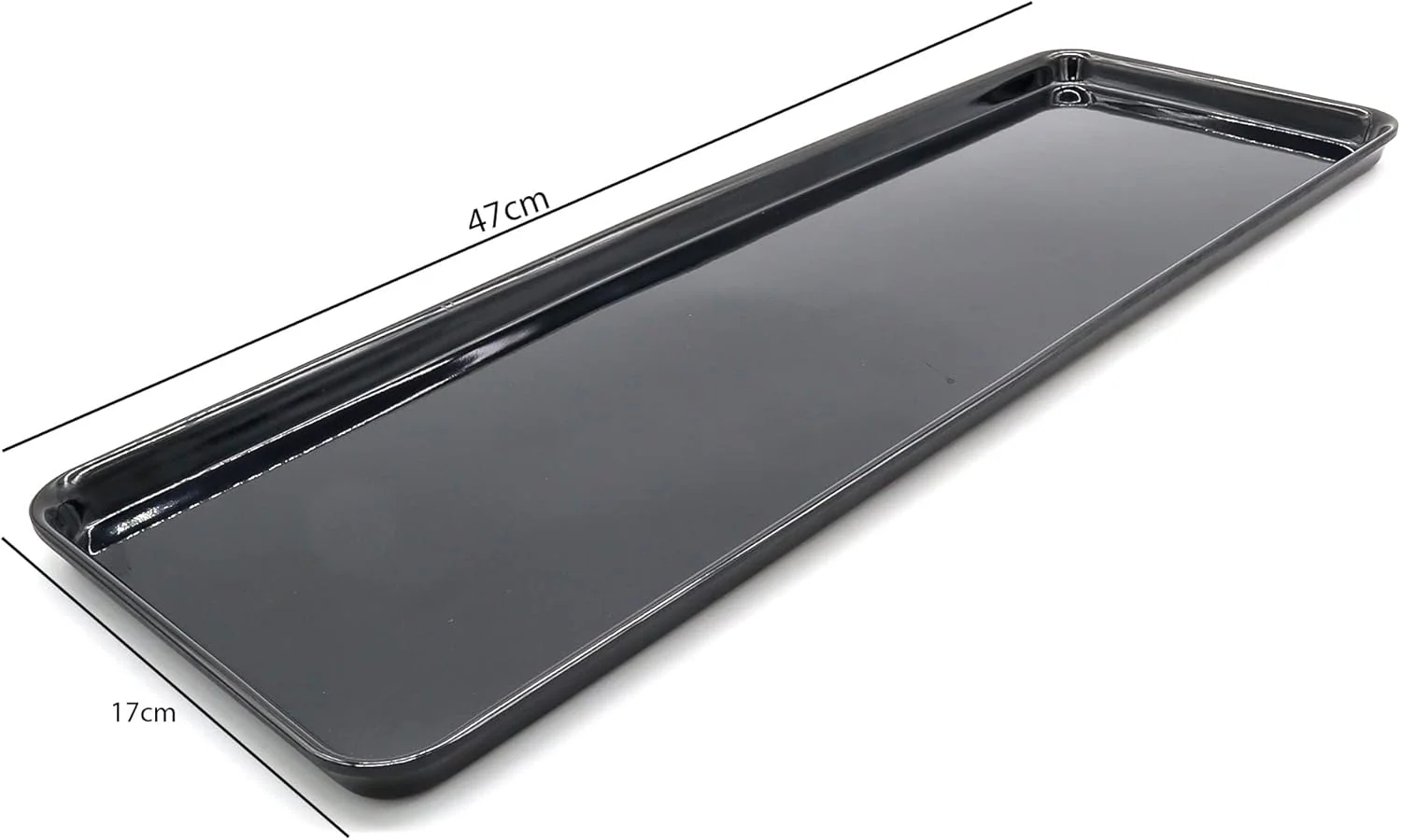 AKDC Dynasty Black Melamine Serving Tray Rectangle, BPA-free, Sleek Black Finish, Ideal to Serve Food, Fruits, Snacks, Dishes, Meals Kitchen Tableware Dining Home Decor. (47x17) - Image 4