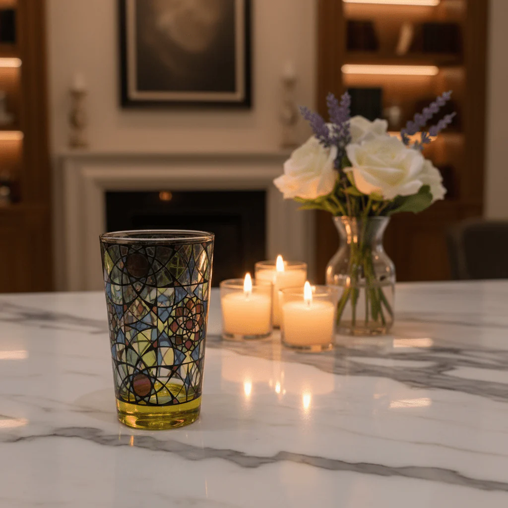Wisteria Vitrail Moroccan Style Glass – 150 ml Artistic Decorative Drinking Glass for Tea, Juice & Traditional Serving - Image 2