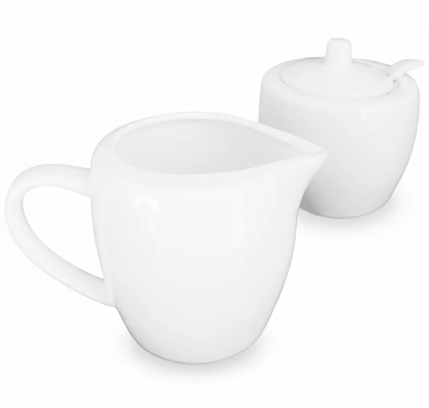 Symphony Sugar & Cream Pot Set – 2 White Ceramic Pieces (200 ml each)