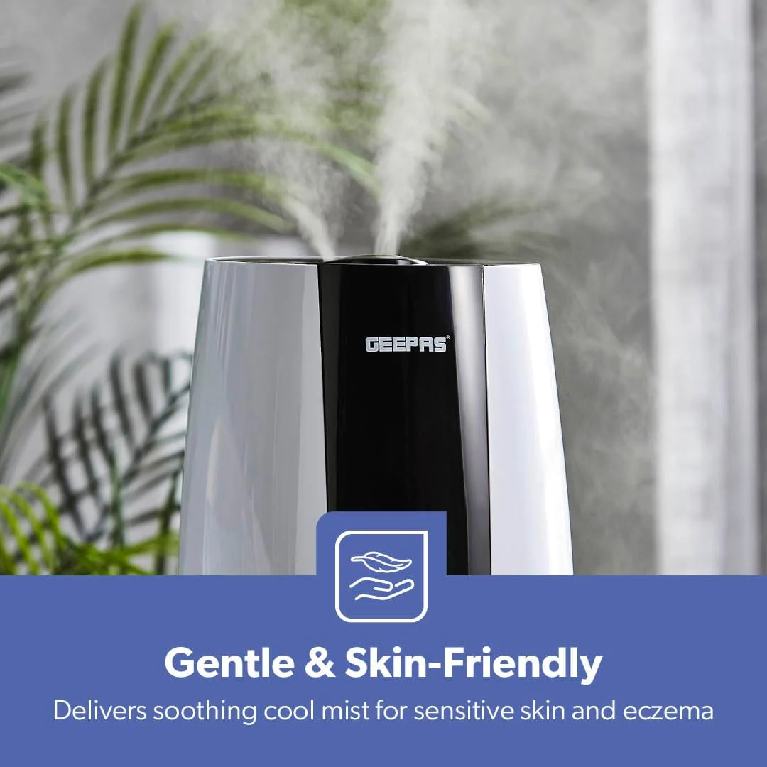 Geepas Humidifier for Bedroom, 2.6L Top Fill Cool Mist Large Room, 360° Rotatable, Night Light Auto Mode, 35dB Noise Level Humidifiers for Baby, Essential Oil Diffuser, Baby, Home, Work - Image 5