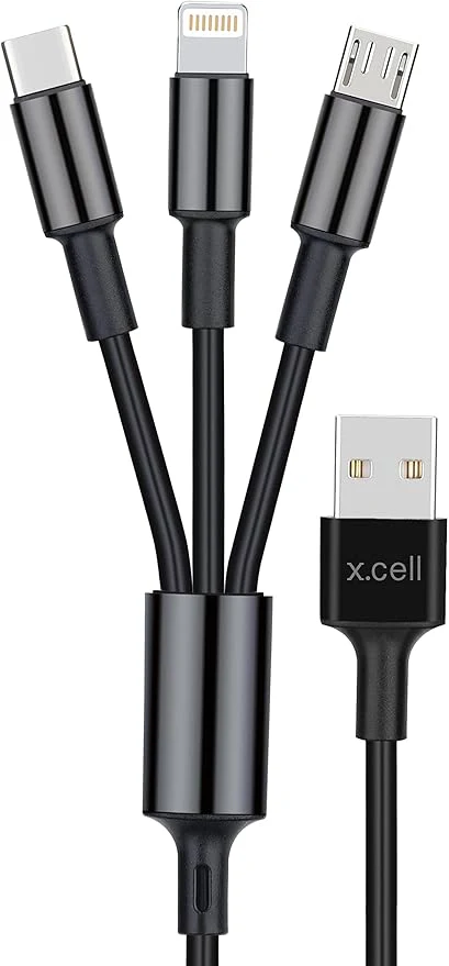 X.CELL 3in1 USB Cable, USB-A to USB-C Lightning Micro USB 1.5 meter