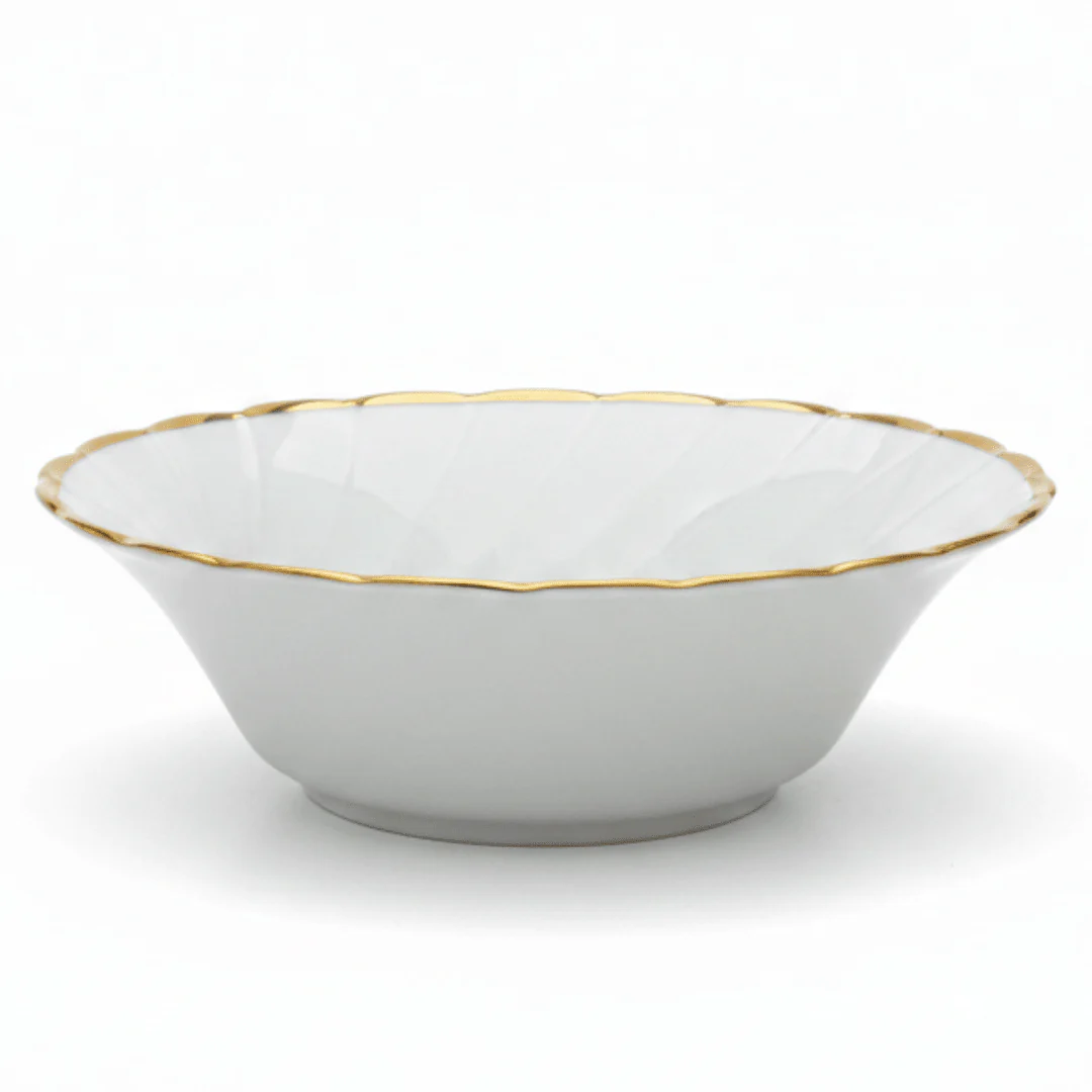 Yamatsu white porcelain oat meal bowl Yamatsu White Porcelain Oatmeal Bowl with Golden Rim — 6 Inch | Premium Dining Servewaregolden rim 6 inch