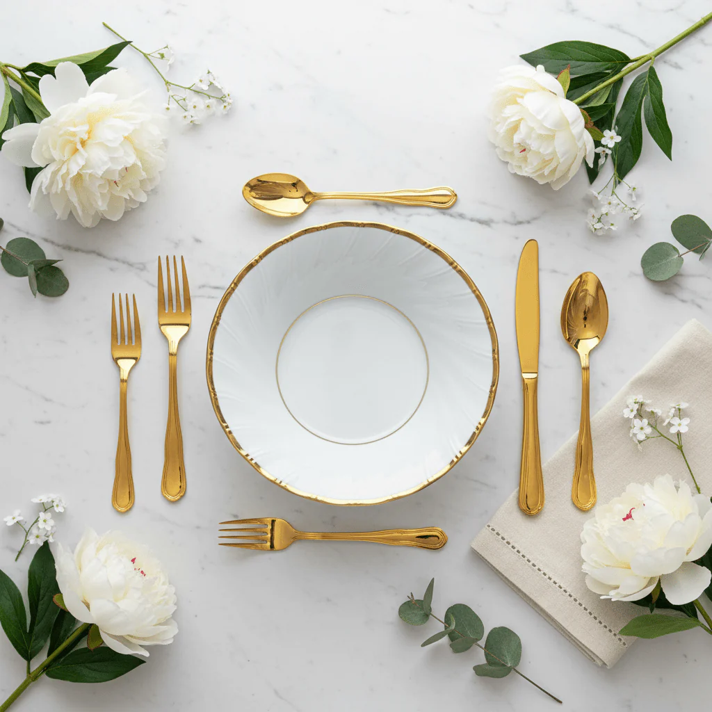 Yamatsu White Porcelain Shell Bowl with Golden Rim — 8 Inch | Premium Serving Bowl for Dining & Gifting - Image 4