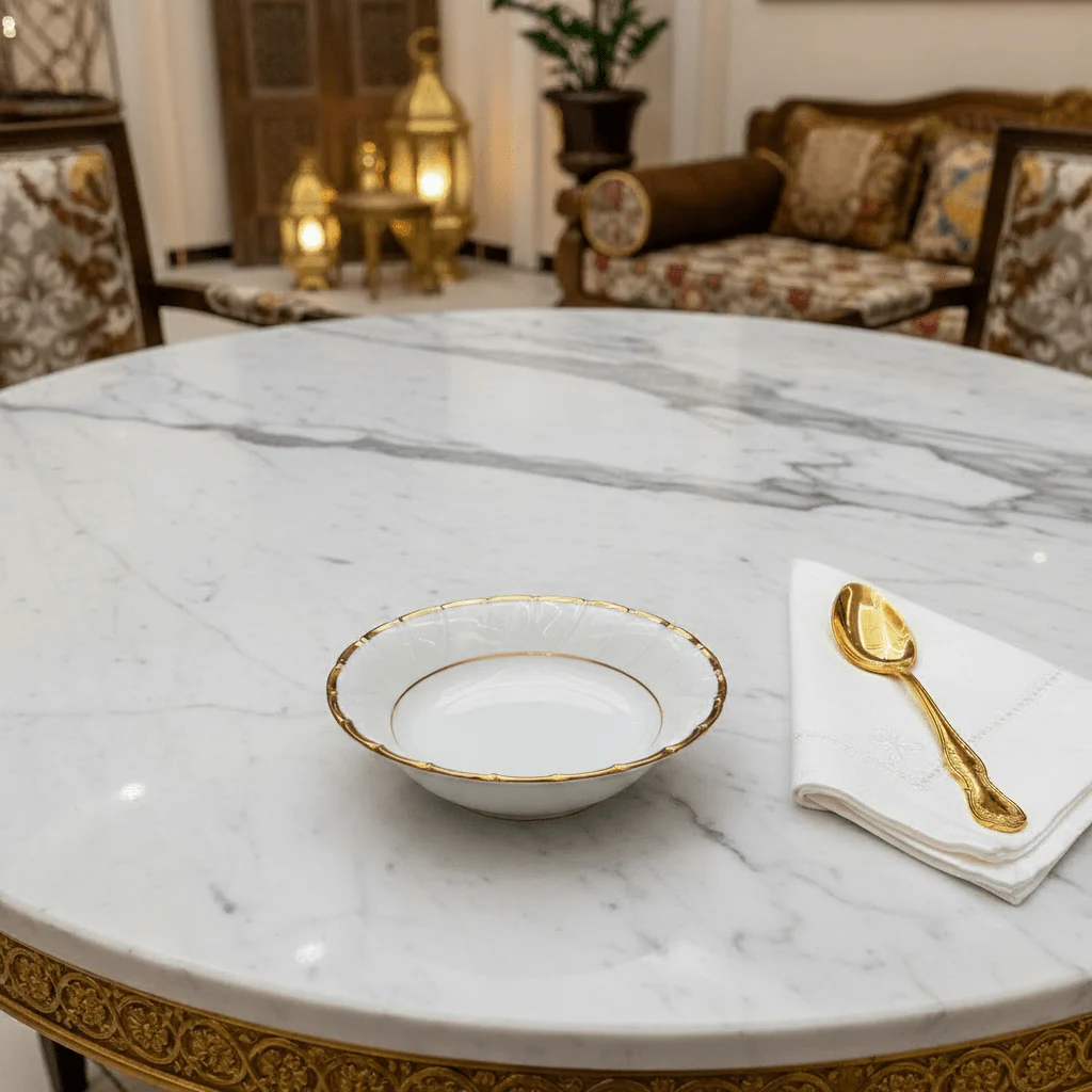 Yamatsu White Porcelain Soup Bowl with Gold Rim — 5 Inch | Premium Tableware - Image 3