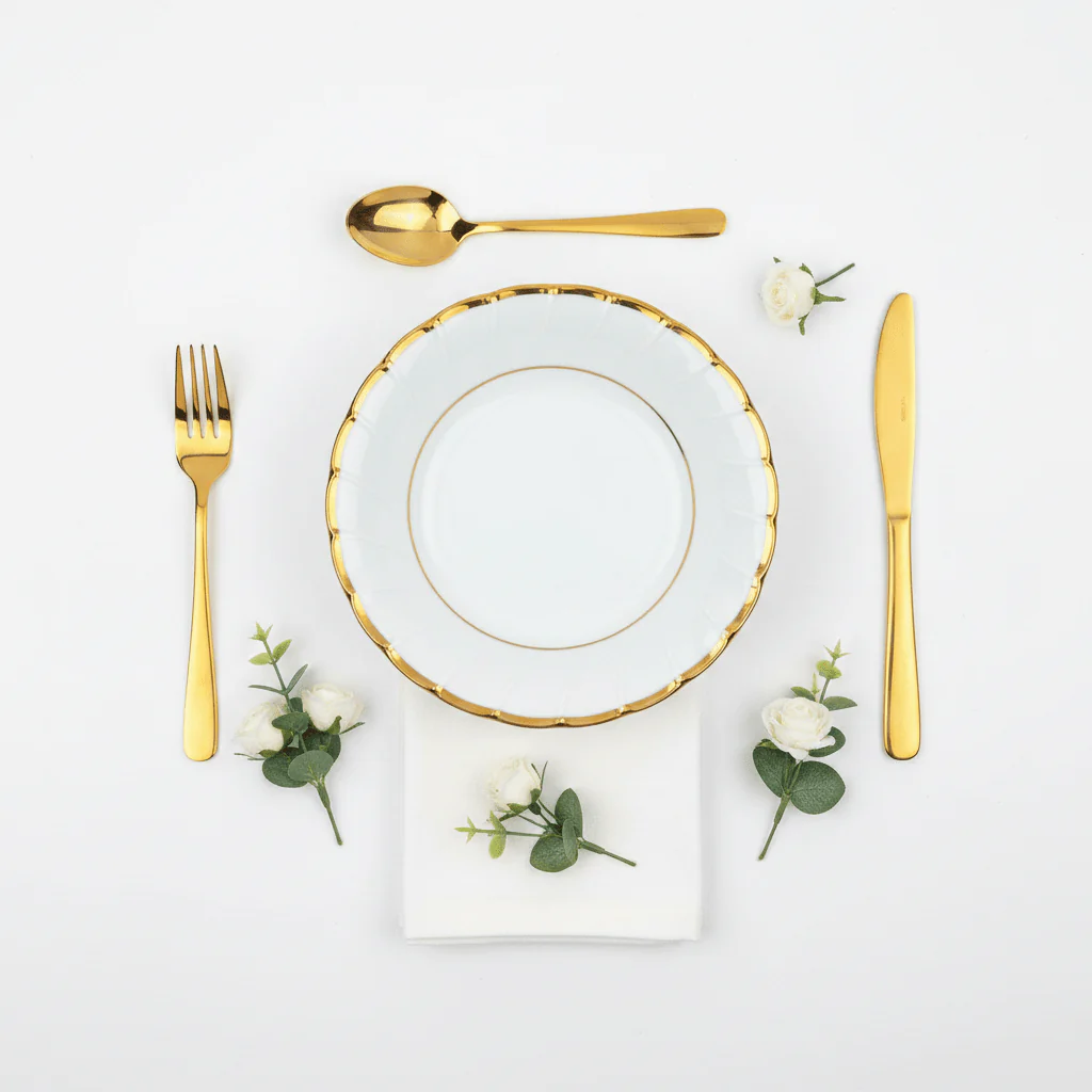 Yamatsu White Porcelain Soup Bowl with Gold Rim — 5 Inch | Premium Tableware - Image 4