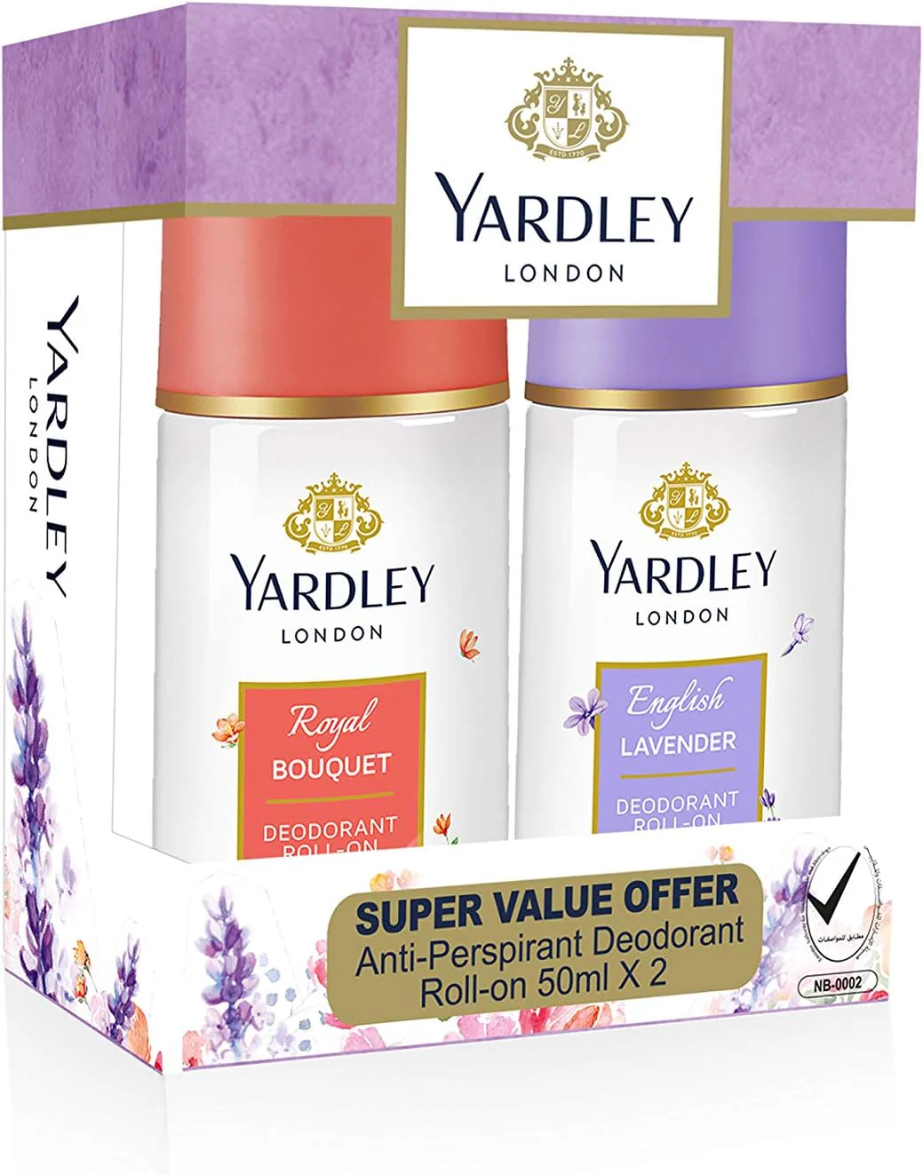 Yardley London Roll-On Duo - 50ML X 2 English Lavender + London Rose 28H Sweat Protection Long Lasting Floral Fragrance For Women - Image 2