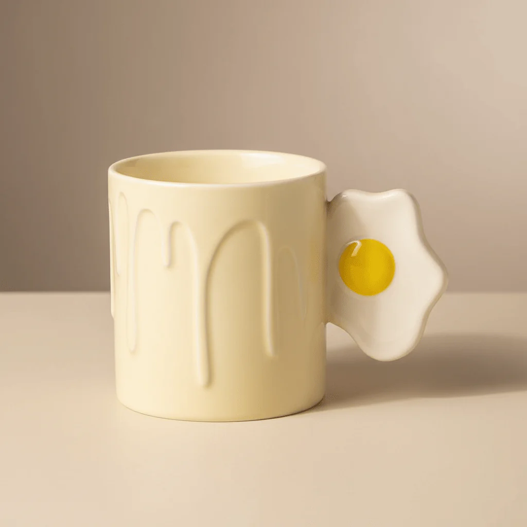 Daisy Bloom Ceramic Mug With Lid — 350ml | Cream Yellow - Image 4