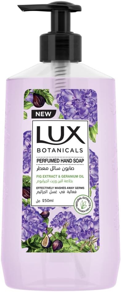 LUX Botanicals, Perfumed Hand Wash, For all skin types, Fig Extract & Geranium Oil, Hygiene properties to effectively wash away germs, 250ml