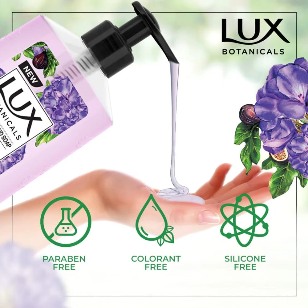 LUX Botanicals, Perfumed Hand Wash, For all skin types, Fig Extract & Geranium Oil, Hygiene properties to effectively wash away germs, 250ml - Image 2