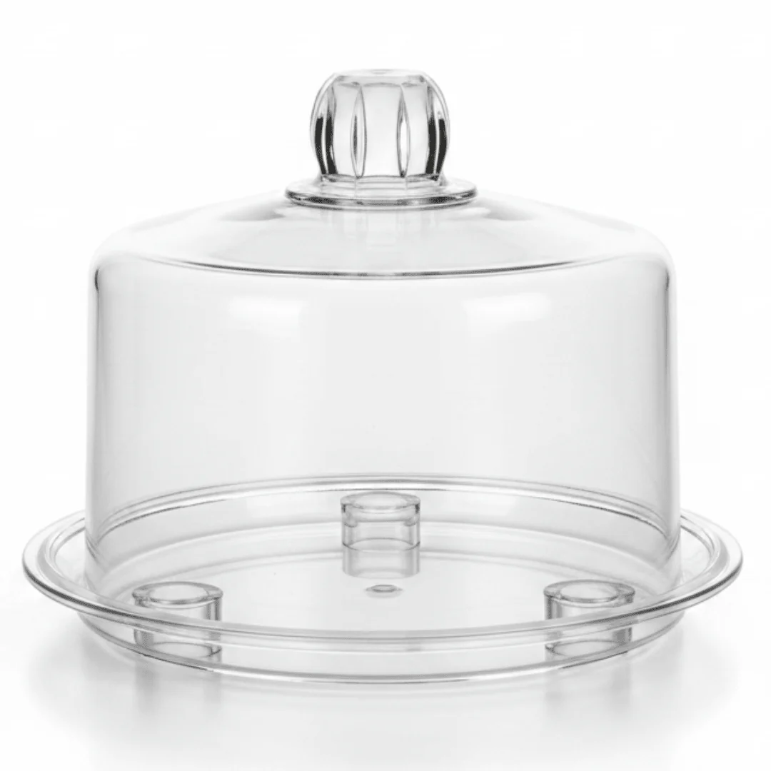 Yuniverse Acrylic Cake Plate with Dome Cover | 20cm Crystal-Clear Cloche