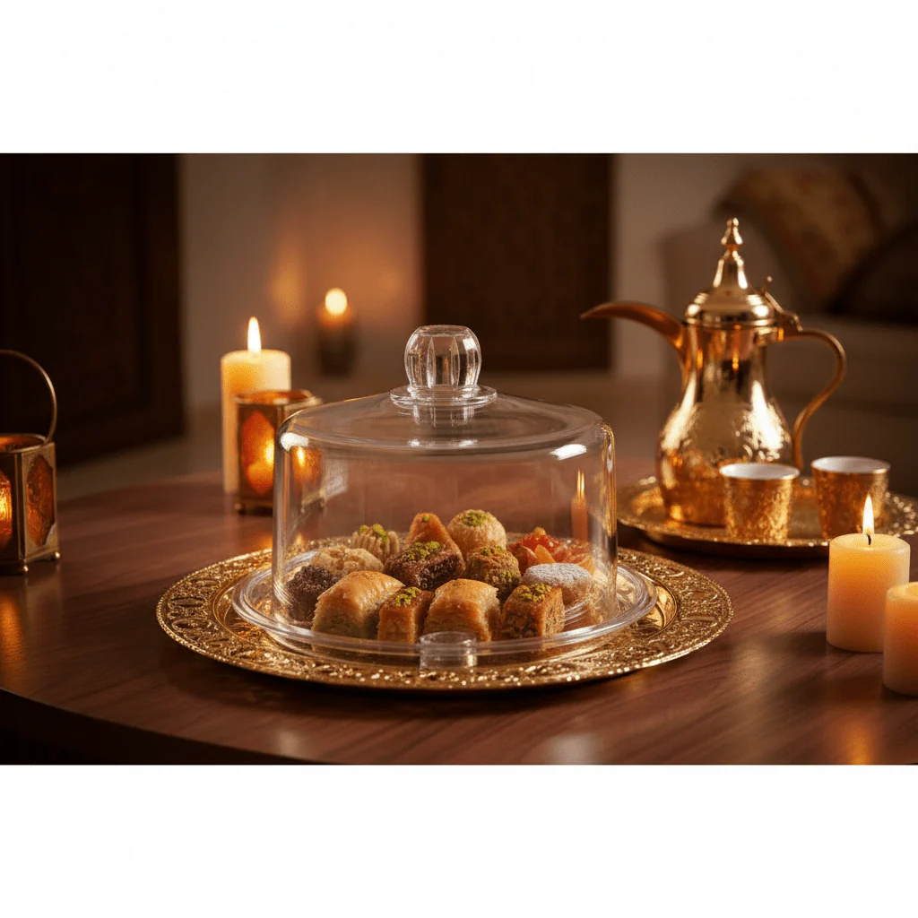 Yuniverse Acrylic Cake Plate with Dome Cover | 20cm Crystal-Clear Cloche - Image 2