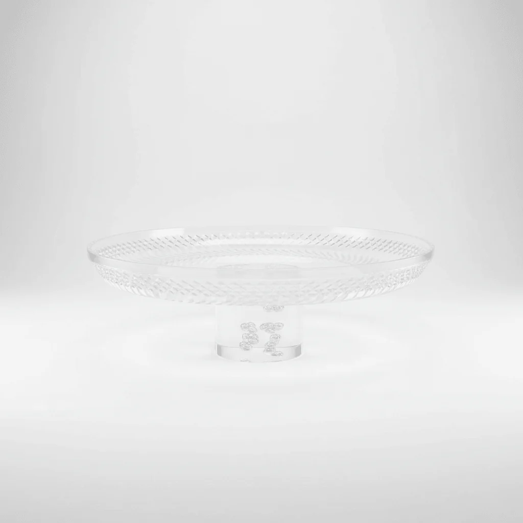 Yuniverse Crystal-Cut Acrylic Footed Fruit Plate | 30 × 9 cm | Elegant Pedestal Serving Stand - Image 4