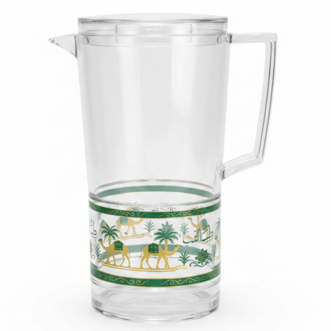 Yuniverse Desert Camel Collection Clear Acrylic Water Jug with Traditional Camel Artwork – 2 Litre