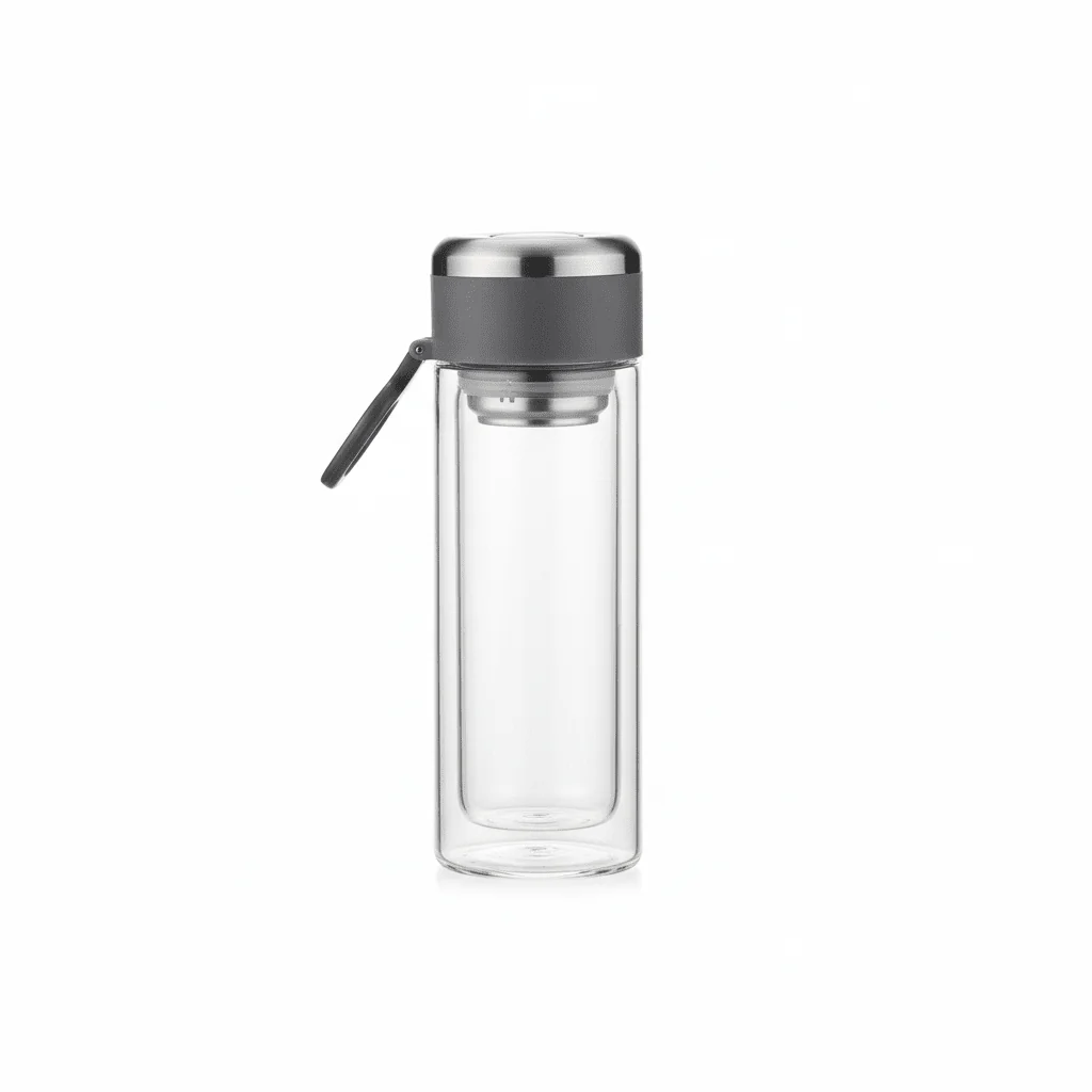 Yuniverse Glass Bottle with Tea Infuser 300ml – Gray
