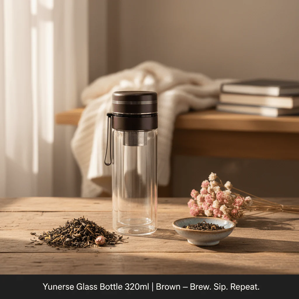 Yuniverse Glass Bottle 320ml, Brown - Image 2