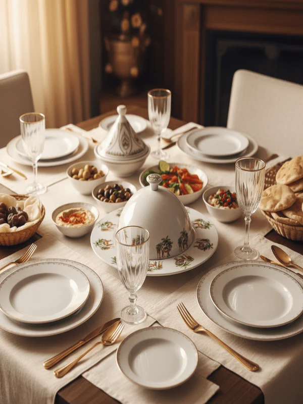 Yuniverse Melamine Serving Tray with Dome Lid – 32 cm White with Camel and Palm Tree Design - Image 2