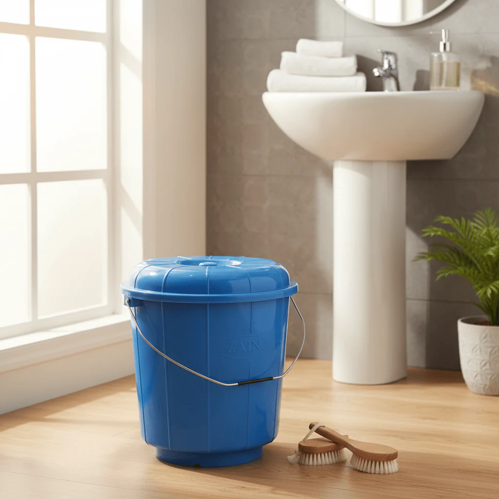 Zain Plastic Bucket with Lid – 22L – Blue – Strong Multipurpose Bucket for Storage & Cleaning Needs - Image 2