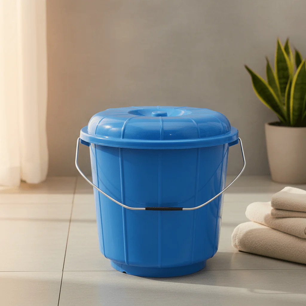 Zain Plastic Bucket with Lid – 13L – Blue – Heavy Duty Water & Storage Bucket for Bathroom & Kitchen - Image 2
