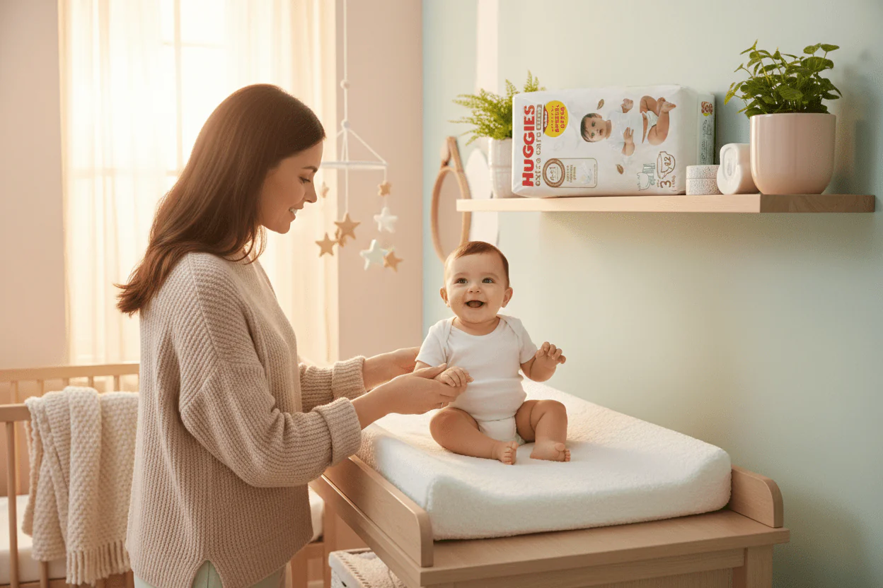 Huggies Extra Care Diapers | Size 3 (6–10 kg) | 42 Pcs | 4-in-1 Skin Care | Airy Soft Absorbent Pillows | Dermatologically Tested - Image 2