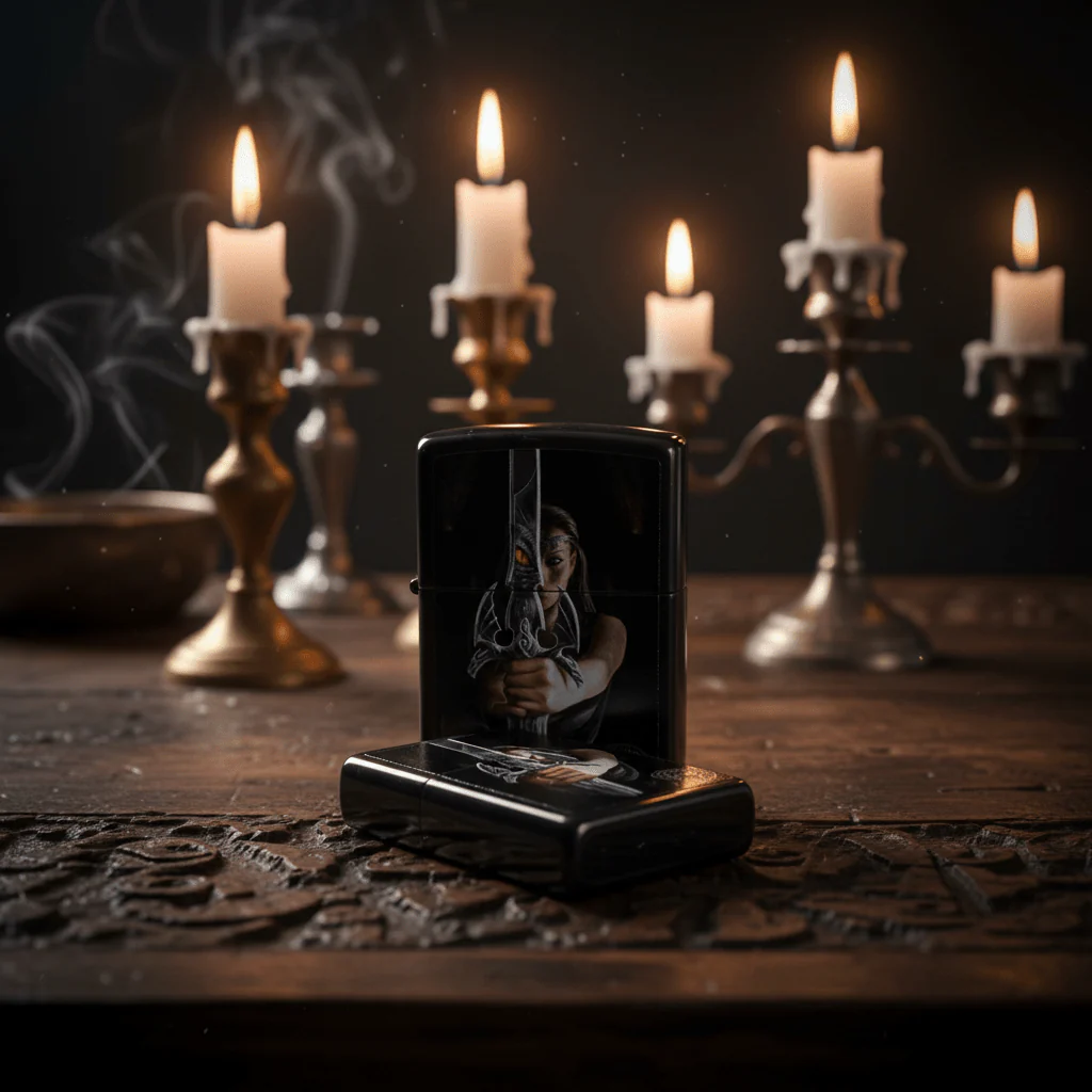 Zippo Black Flip Top Refillable Metal Lighter Anne Stokes Collection Design  Fantasy Art 6×4 cm - Image 3