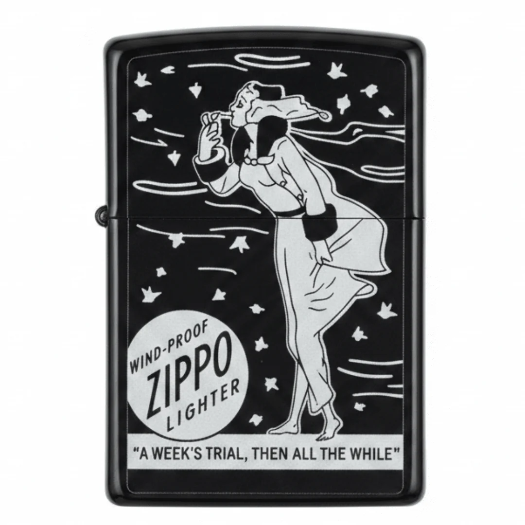 Zippo Black Flip Top Refillable Metal Lighter Classic Zippo Logo Design Windproof Durable 6×4 cm