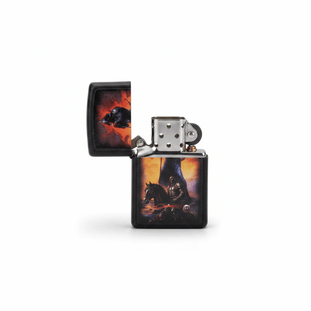 Zippo Black Flip Top Refillable Metal Lighter Frank Frazetta Death Dealer Artwork Windproof 6×4 cm - Image 2