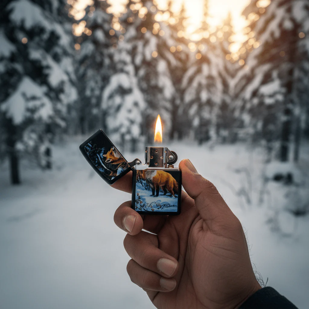 Zippo Black Flip Top Refillable Metal Lighter Linda Picken Artwork Premium Collectible 6×4 cm - Image 2