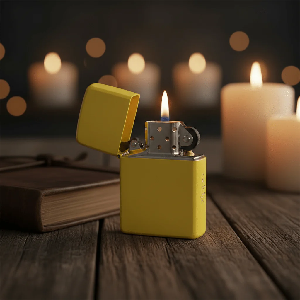 Zippo Bright Sunflower Yellow Metal Flip-Top Refillable Lighter, Smooth Gloss Finish (6×4 cm) - Image 2
