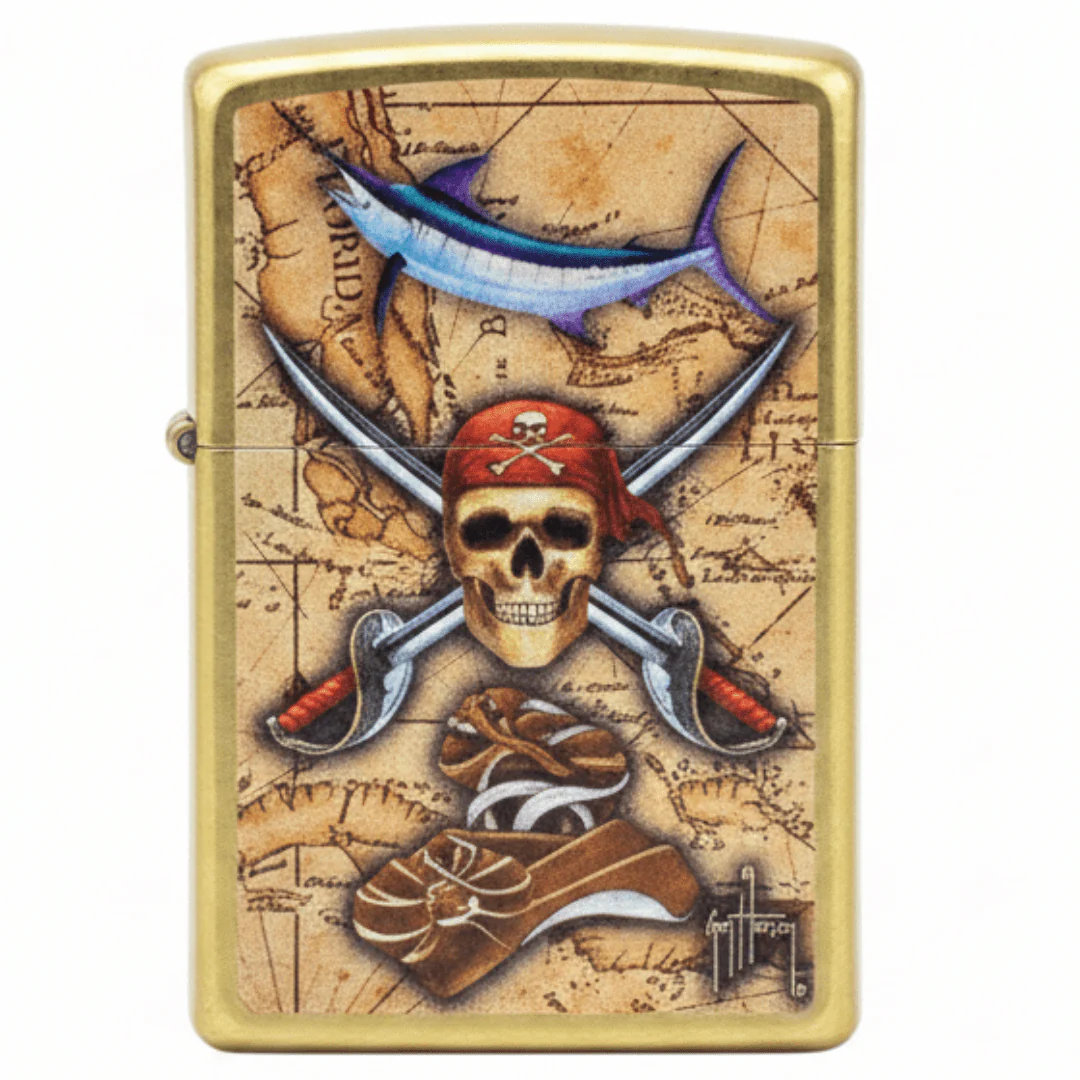 Zippo Gold Flip Top Refillable Metal Lighter Guy Harvey Artwork Premium Collectible 6×4 cm
