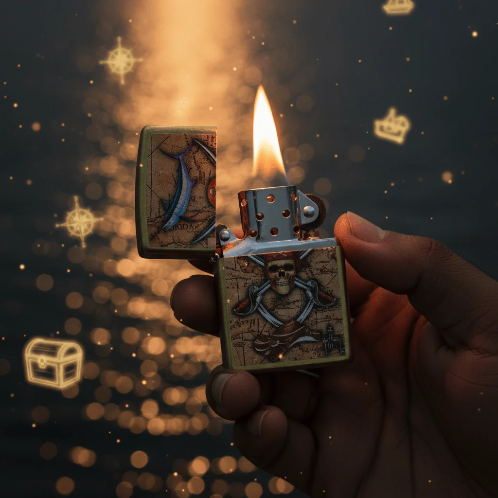 Zippo Gold Flip Top Refillable Metal Lighter Guy Harvey Artwork Premium Collectible 6×4 cm - Image 4