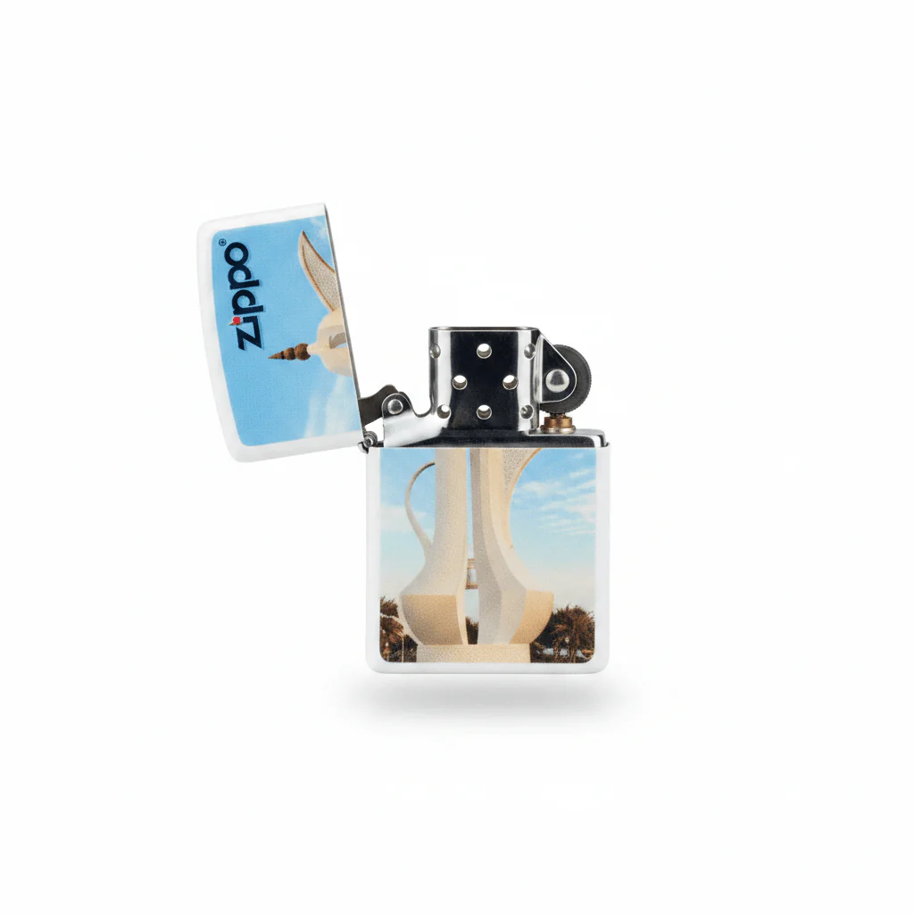Zippo Gold Flip Top Refillable Metal Lighter Qatar Dallah Pot Design Windproof Collectible 6×4 cm - Image 3