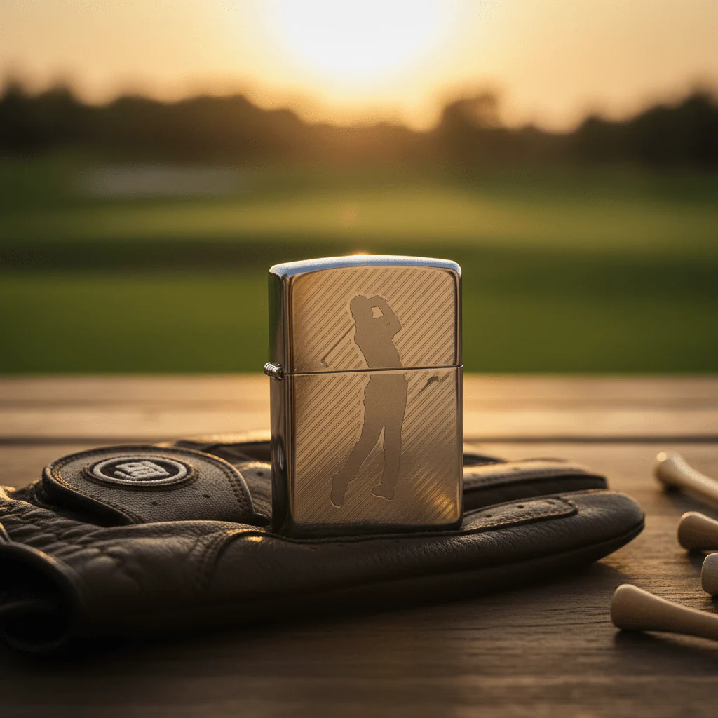 Zippo Silver Flip Top Refillable Metal Lighter Golfer Sports Artwork Windproof 6×4 cm - Image 2