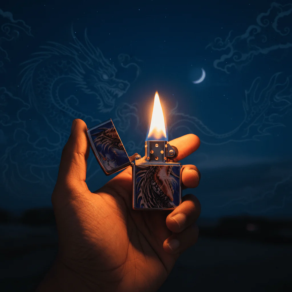 Zippo Silver Flip Top Refillable Metal Lighter Mazzi Dragon Design Windproof Durable Build 6×4 cm - Image 4