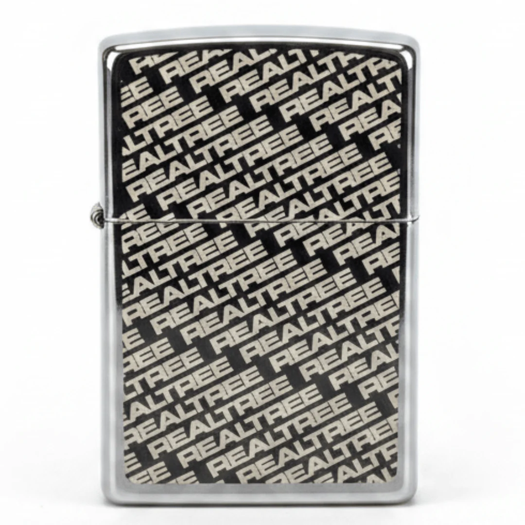 Zippo Silver Flip Top Refillable Metal Lighter Real Tree Text Graphic Outdoor Style 6×4 cm