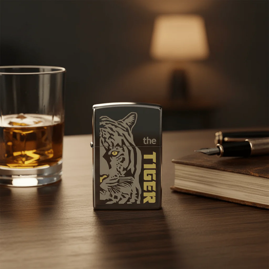 Zippo Silver Flip Top Refillable Metal Lighter Save The Tiger Artwork Wildlife Theme 6×4 cm - Image 2