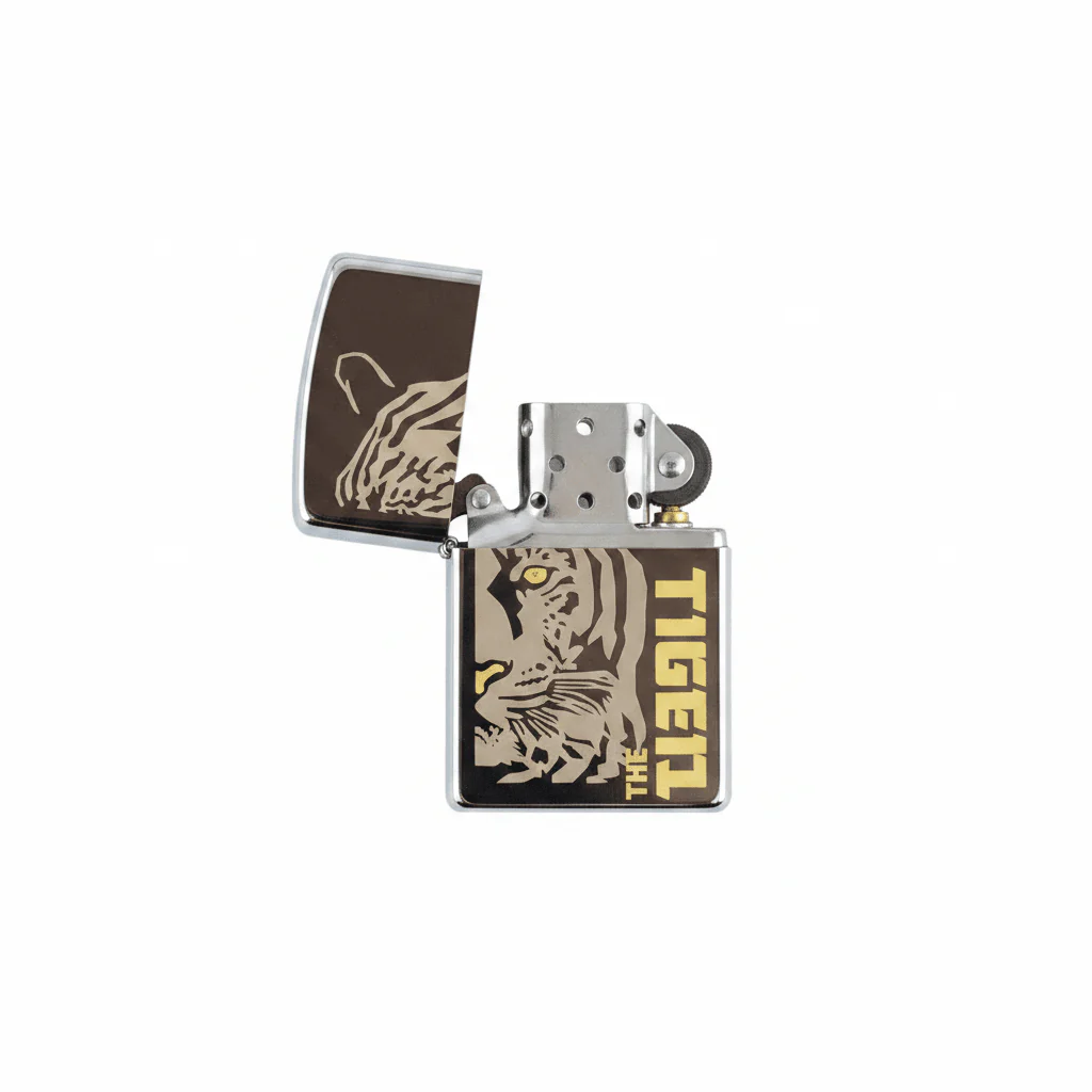Zippo Silver Flip Top Refillable Metal Lighter Save The Tiger Artwork Wildlife Theme 6×4 cm - Image 3