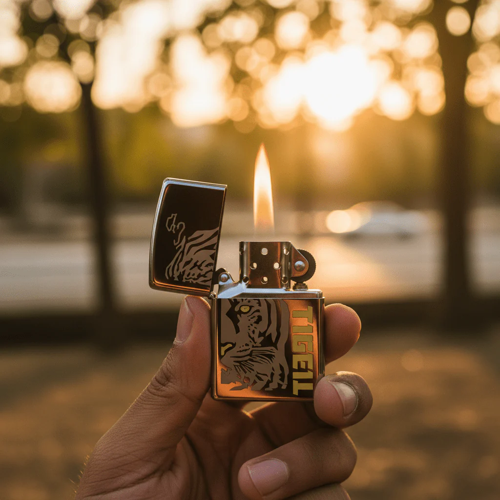 Zippo Silver Flip Top Refillable Metal Lighter Save The Tiger Artwork Wildlife Theme 6×4 cm - Image 4