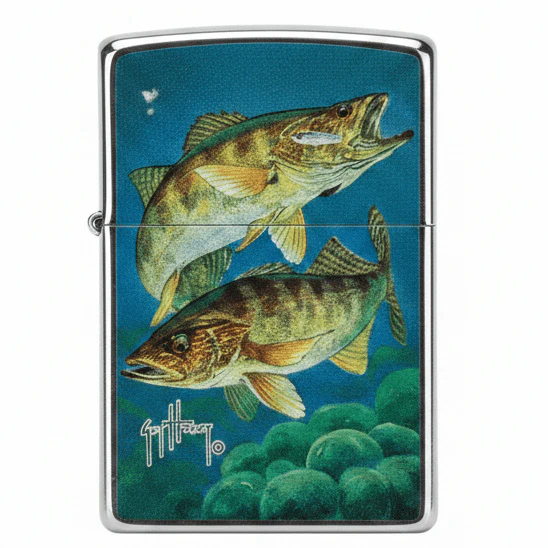 Zippo Silver Metal Flip-Top Lighter with Big Slick Graphic Artwork Design, Refillable (6×4 cm)