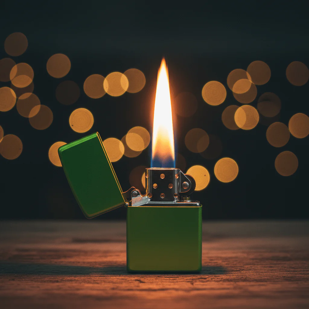 Zippo Solid Green Metal Flip-Top Refillable Pocket Lighter, Classic Windproof Design (6×4 cm) - Image 2